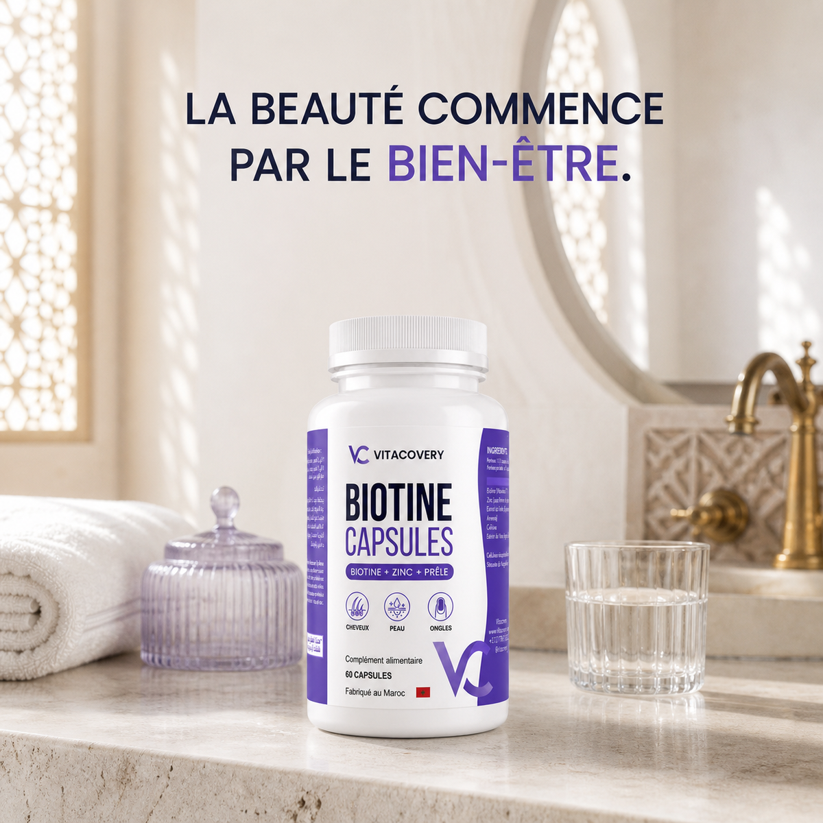 Vitacovery Biotin – Biotine, Zinc & Complexe Botanique – 60 Gélules